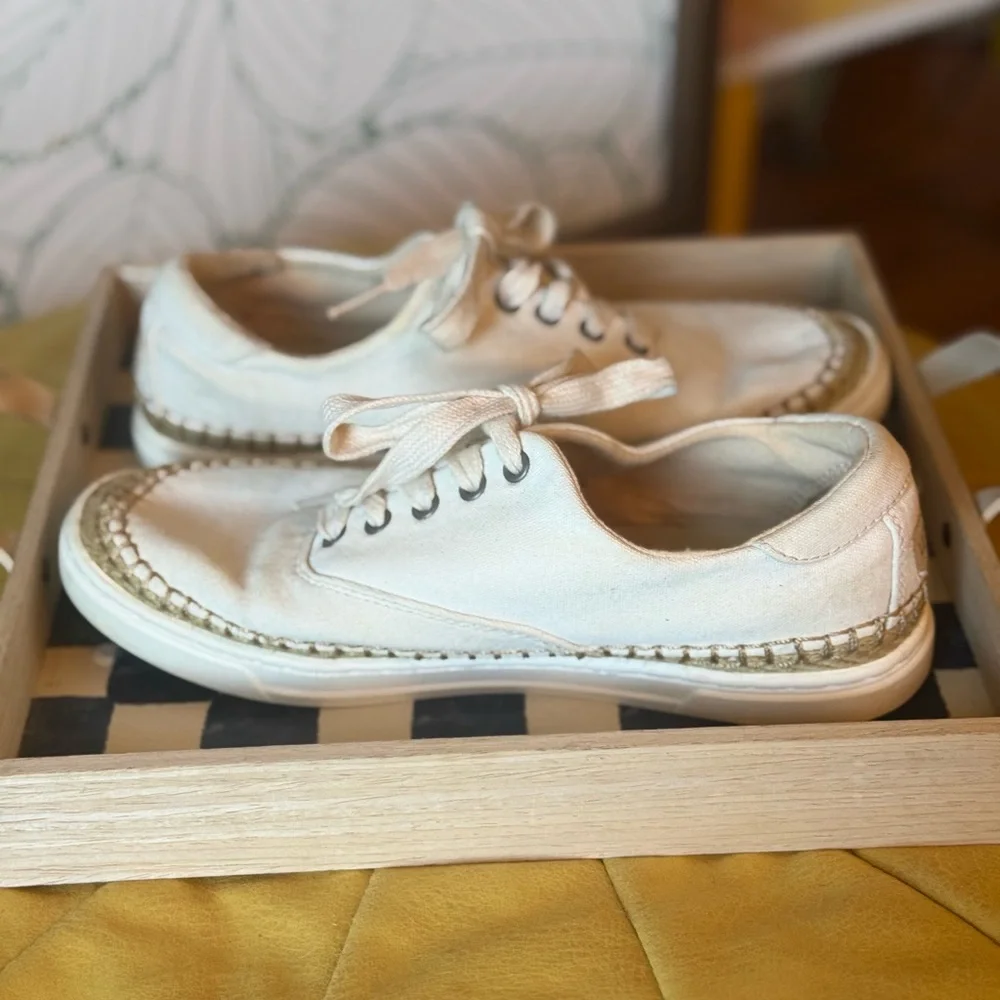 UGG White Canvas Espadrille Shoes